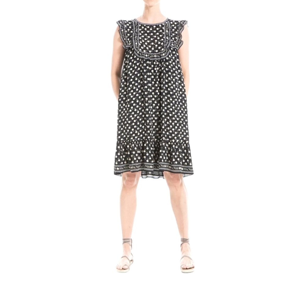 MAX STUDIO Floral Print Sleeveless Printed Ruffle Hem Midi Dress